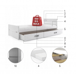 Jednolôžková posteľ Bartek pre teenagerov 200x90 s matracom - biela